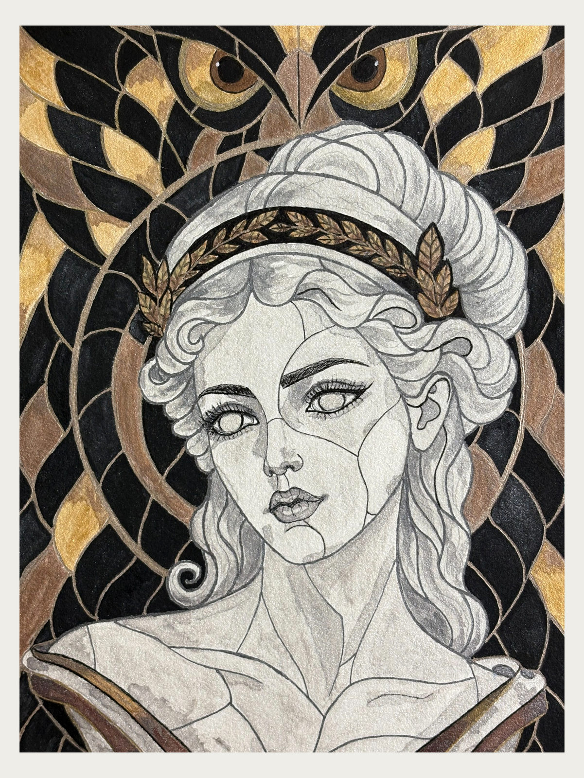 Athena, original watercolor painting by Lisa Armella