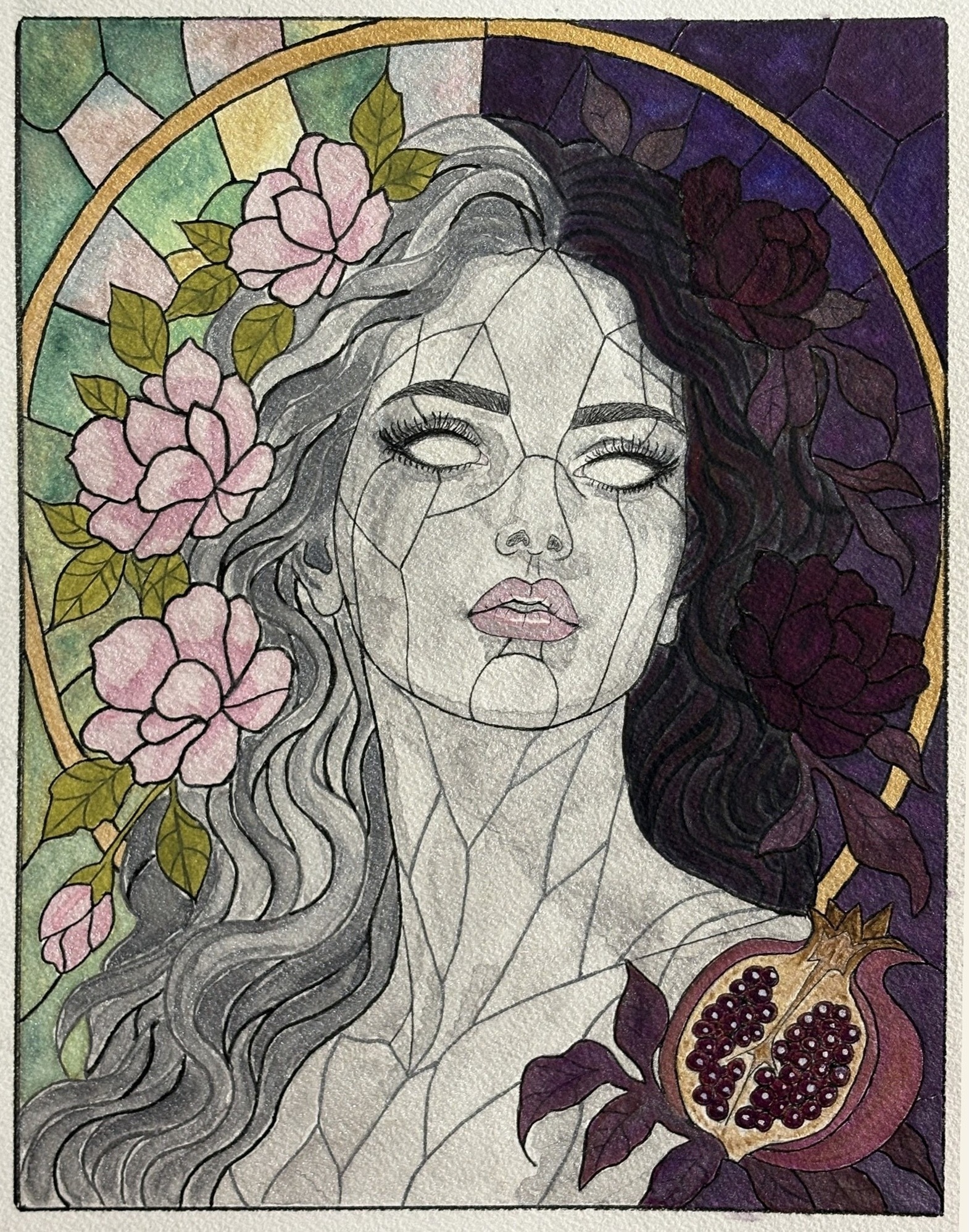Persephone, original watercolor painting by Lisa Armella